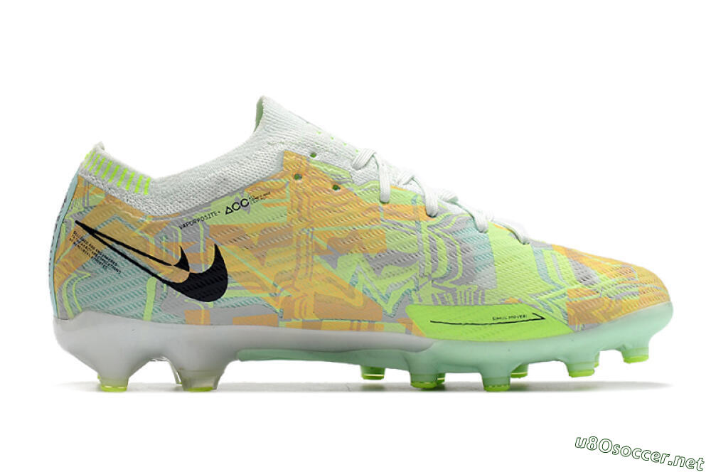 Unisex Nike Air Zoom Mercurial Vapor 15 Elite AG Football Boots - White/Green/Orange 7