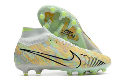 Men's Nike Air Zoom Mercurial Superfly 9 Elite AG Football Boots - White/Green/Orange