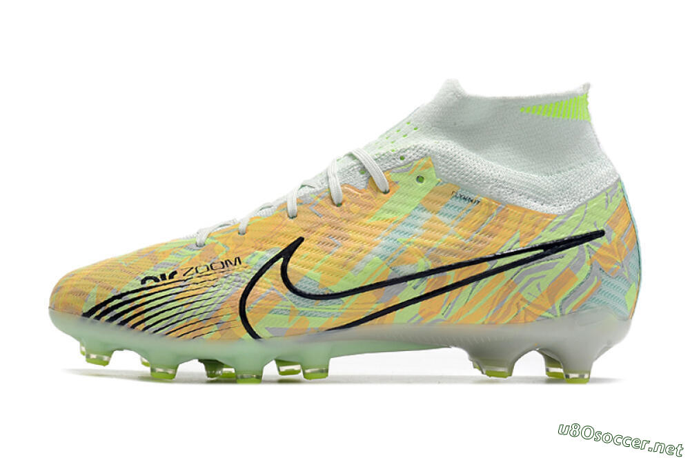 Men's Nike Air Zoom Mercurial Superfly 9 Elite AG Football Boots - White/Green/Orange 0