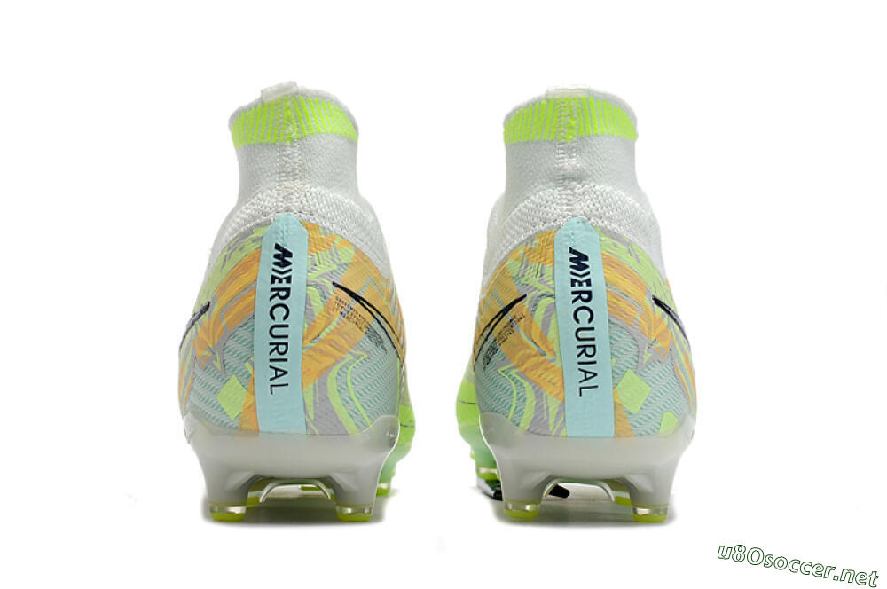 Men's Nike Air Zoom Mercurial Superfly 9 Elite AG Football Boots - White/Green/Orange 5