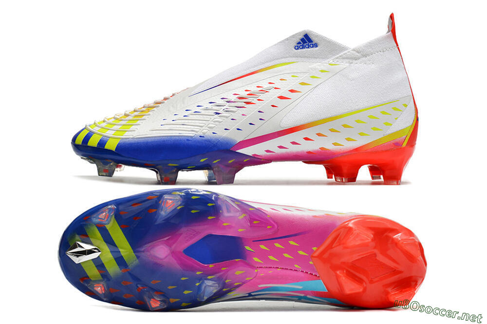 Unisex Adidas Predator FIFA World Cup Qatar 2022 Edge+ FG Football Boots - White/Red/Blue 1