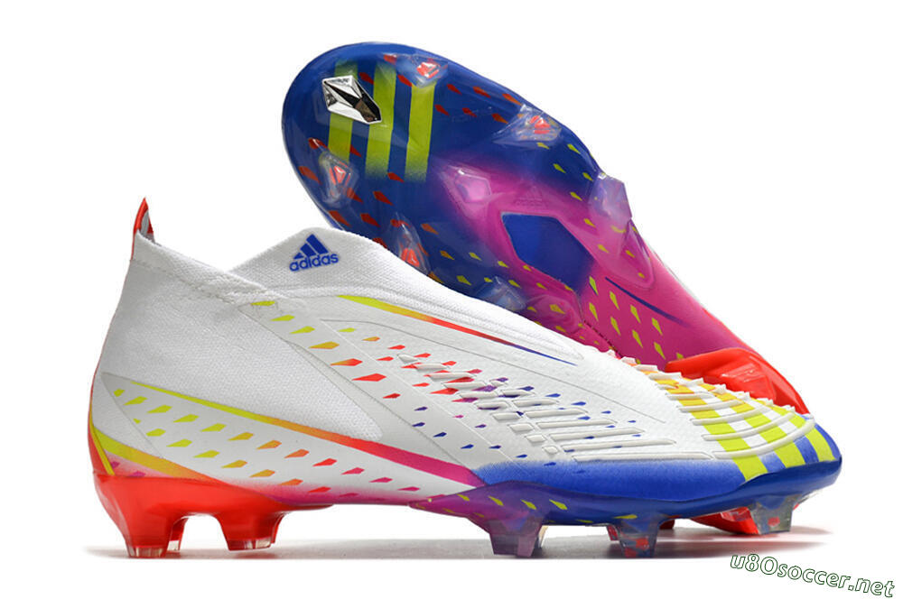 Unisex Adidas Predator FIFA World Cup Qatar 2022 Edge+ FG Football Boots - White/Red/Blue 2