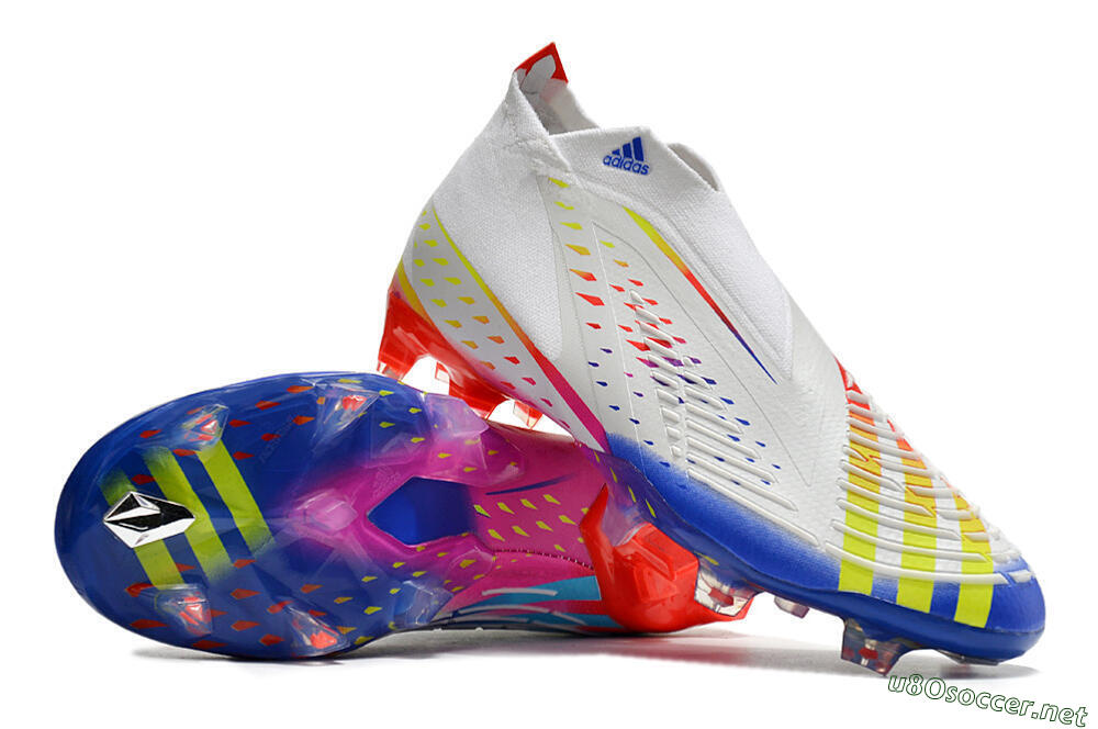 Unisex Adidas Predator FIFA World Cup Qatar 2022 Edge+ FG Football Boots - White/Red/Blue 3