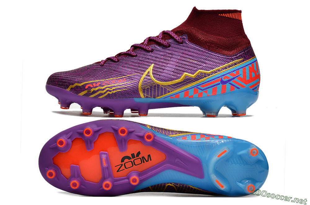 Men's Nike Air Zoom Mercurial Superfly 9 Elite AG Football Boots - Red/Gold/Blue 1