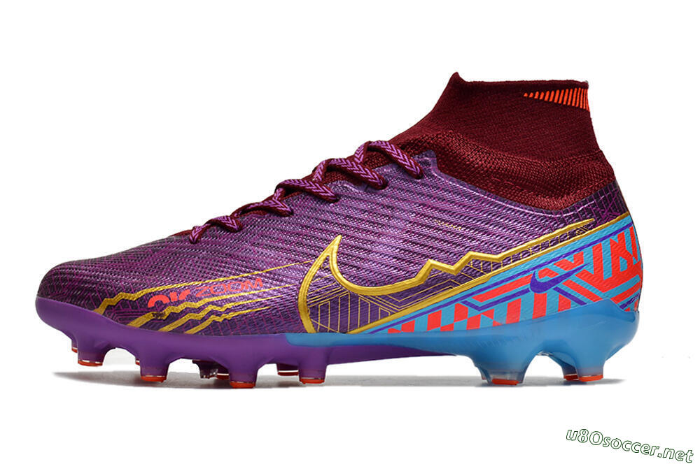Men's Nike Air Zoom Mercurial Superfly 9 Elite AG Football Boots - Red/Gold/Blue 0