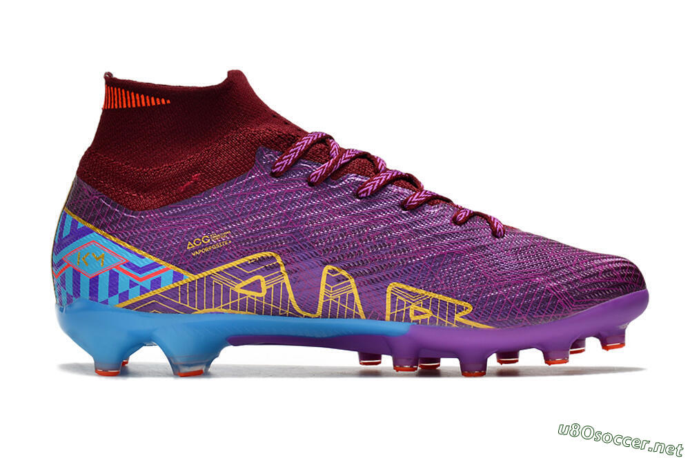 Men's Nike Air Zoom Mercurial Superfly 9 Elite AG Football Boots - Red/Gold/Blue 7