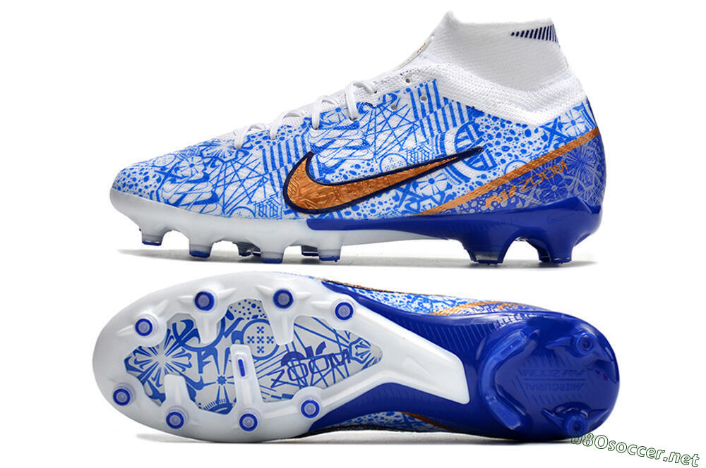 Men's Nike Air Zoom Mercurial Superfly 9 Elite AG Football Boots - Blue/White 1