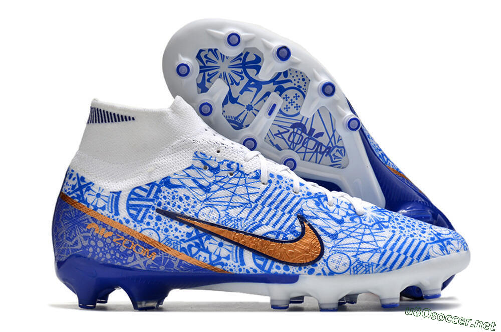 Men's Nike Air Zoom Mercurial Superfly 9 Elite AG Football Boots - Blue/White 2
