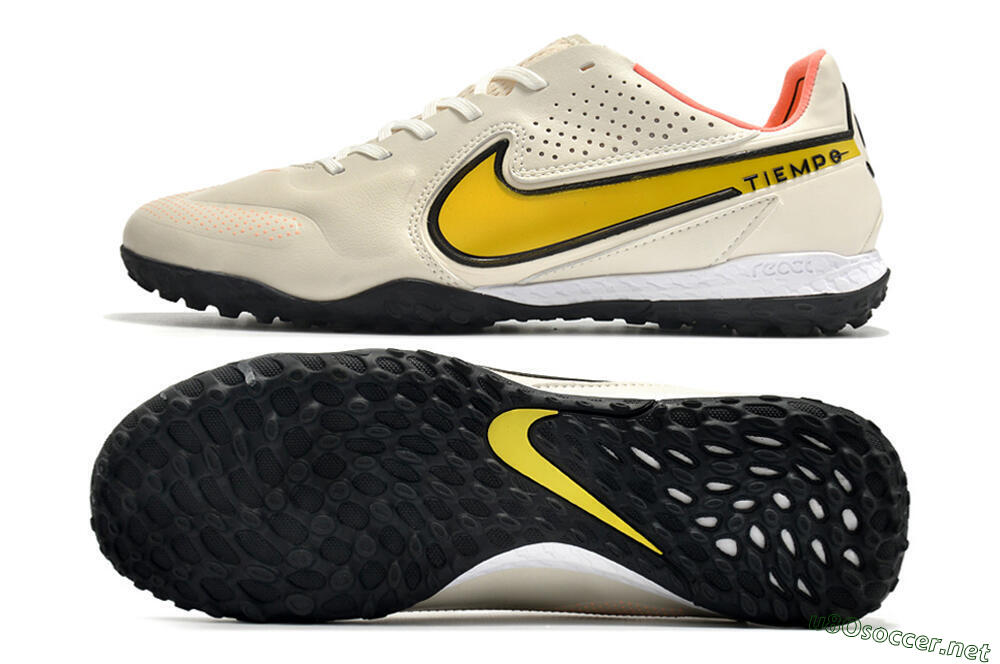 Men's Nike Tiempo Legend 9 Pro TF Football Shoes - White/Yellow 1