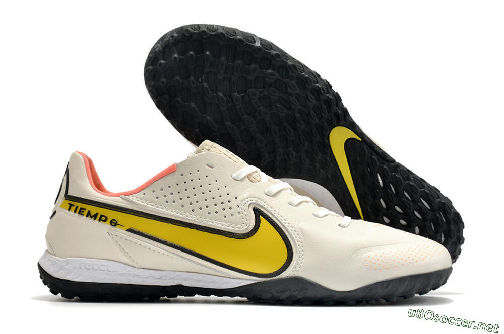 Men's Nike Tiempo Legend 9 Pro TF Football Shoes - White/Yellow 2