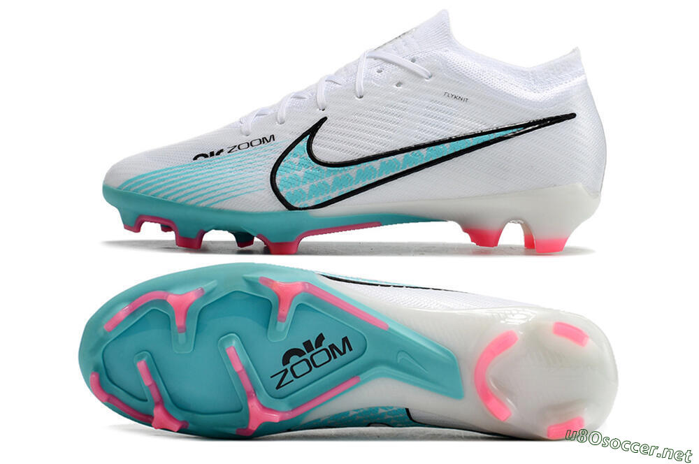 Unisex Nike Air Zoom Mercurial Vapor 15 Elite FG Football Boots - White/Blue/Pink 1