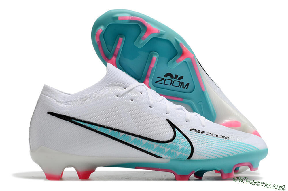 Unisex Nike Air Zoom Mercurial Vapor 15 Elite FG Football Boots - White/Blue/Pink 2