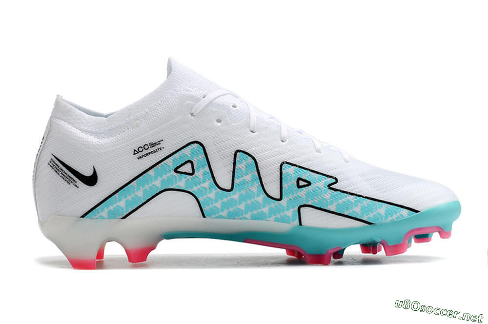 Unisex Nike Air Zoom Mercurial Vapor 15 Elite FG Football Boots - White/Blue/Pink 4