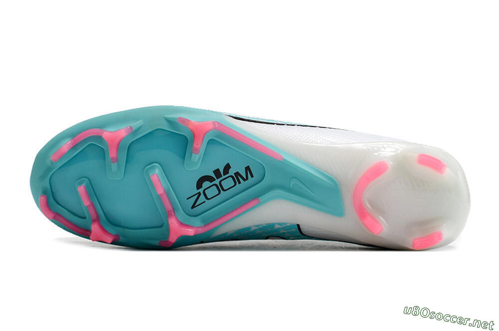 Unisex Nike Air Zoom Mercurial Vapor 15 Elite FG Football Boots - White/Blue/Pink 7