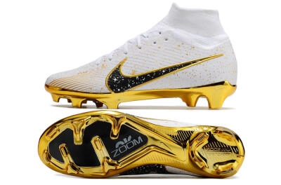 Unisex Nike Air Zoom Mercurial Superfly 9 Elite FG Football Boots - White/Black/Gold