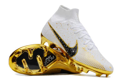 Unisex Nike Air Zoom Mercurial Superfly 9 Elite FG Football Boots - White/Black/Gold