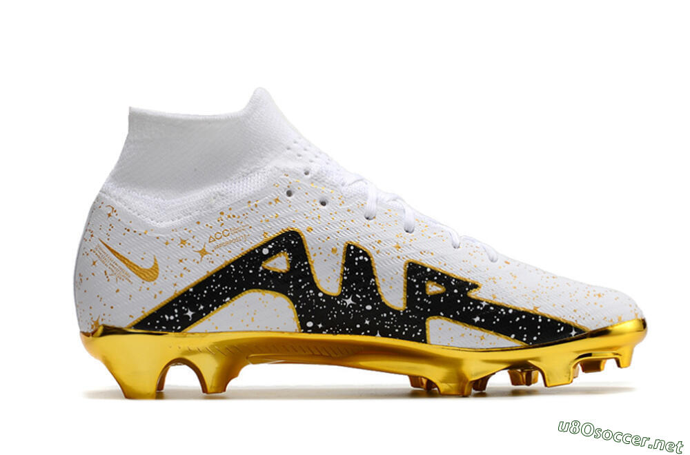 Unisex Nike Air Zoom Mercurial Superfly 9 Elite FG Football Boots - White/Black/Gold 4