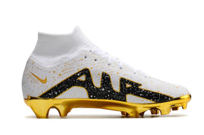 Unisex Nike Air Zoom Mercurial Superfly 9 Elite FG Football Boots - White/Black/Gold