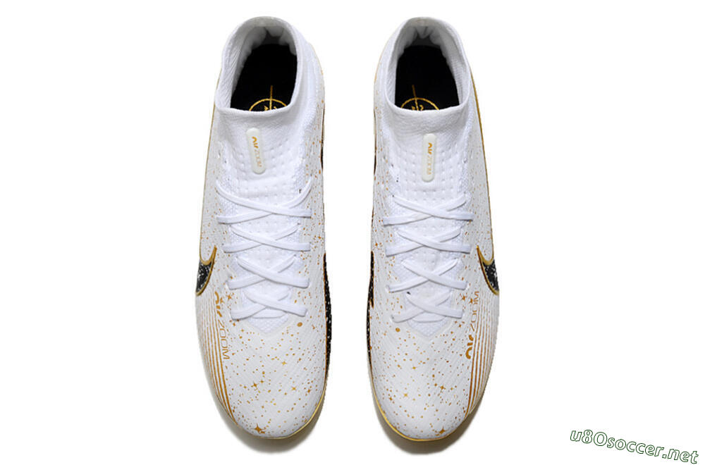 Unisex Nike Air Zoom Mercurial Superfly 9 Elite FG Football Boots - White/Black/Gold 5