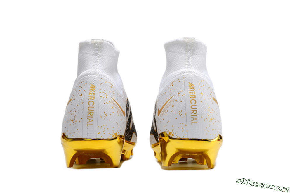 Unisex Nike Air Zoom Mercurial Superfly 9 Elite FG Football Boots - White/Black/Gold 6