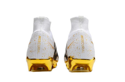 Unisex Nike Air Zoom Mercurial Superfly 9 Elite FG Football Boots - White/Black/Gold