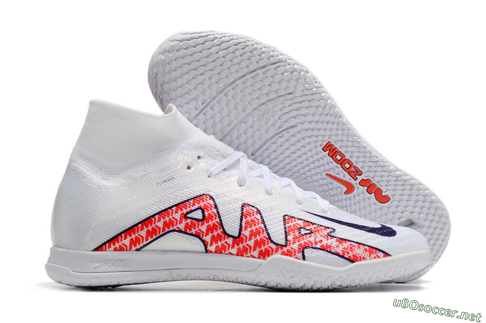 Unisex Nike Air Zoom Mercurial Superfly 9 Elite IC Football Shoes - White/Red/Black 2