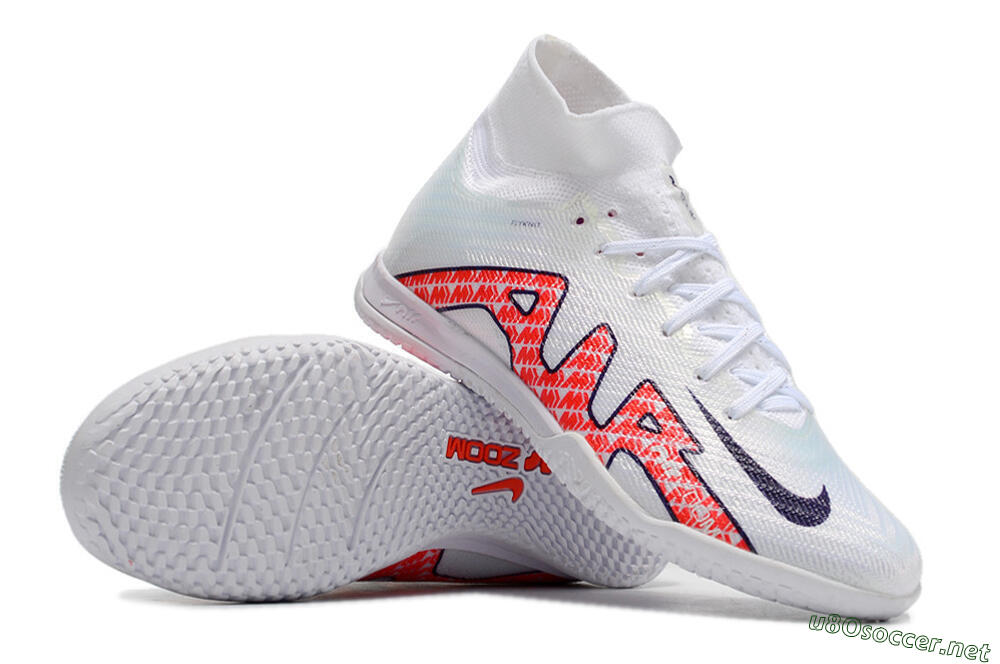 Unisex Nike Air Zoom Mercurial Superfly 9 Elite IC Football Shoes - White/Red/Black 3