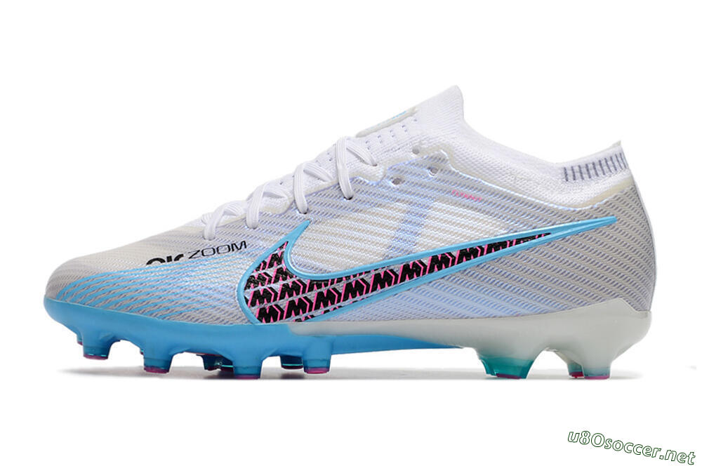 Unisex Nike Air Zoom Mercurial Vapor 15 Elite AG Football Boots - White/Blue/Pink 0