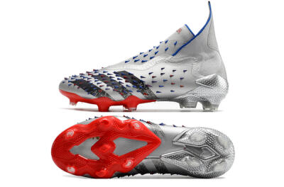 Men's Adidas Predator Freak+ FG Football Boots - Silver/Black/Blue/Red