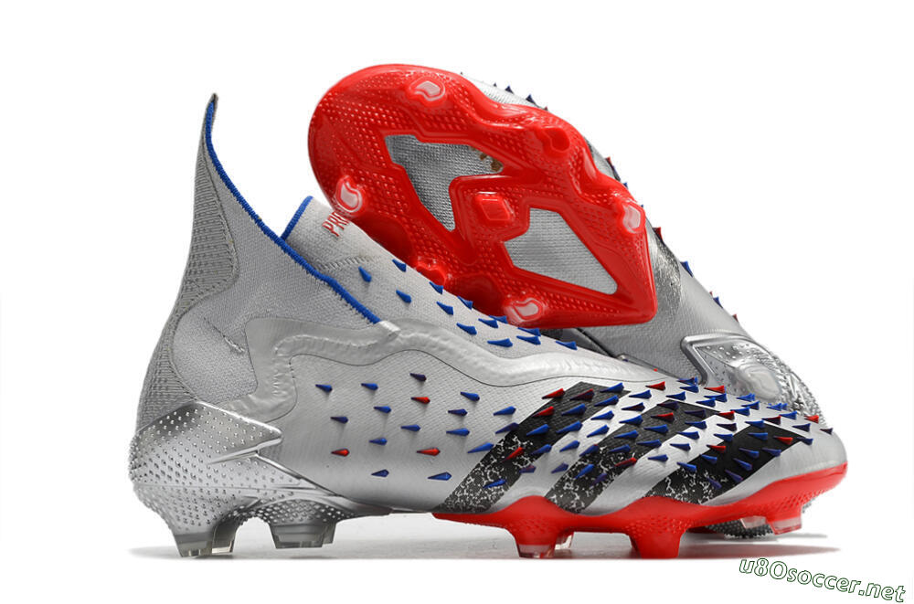 Men's Adidas Predator Freak+ FG Football Boots - Silver/Black/Blue/Red 2