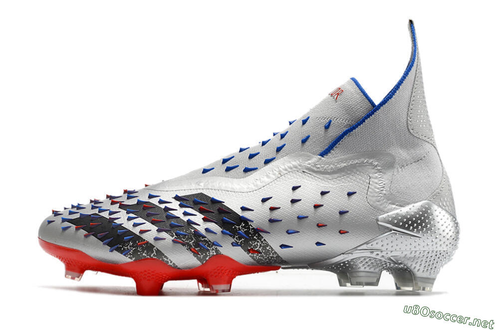 Men's Adidas Predator Freak+ FG Football Boots - Silver/Black/Blue/Red 0