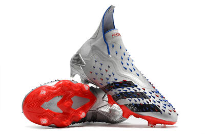 Men's Adidas Predator Freak+ FG Football Boots - Silver/Black/Blue/Red