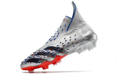 Men's Adidas Predator Freak+ FG Football Boots - Silver/Black/Blue/Red
