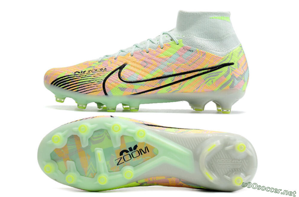 Unisex Nike Air Zoom Mercurial Superfly 9 Elite AG Football Boots - Green/Orange 1