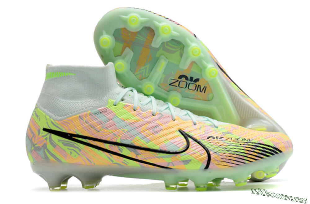 Unisex Nike Air Zoom Mercurial Superfly 9 Elite AG Football Boots - Green/Orange 2