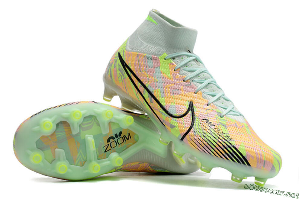 Unisex Nike Air Zoom Mercurial Superfly 9 Elite AG Football Boots - Green/Orange 4