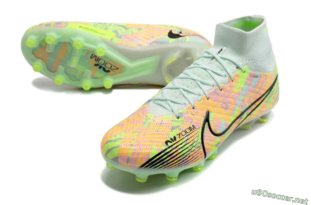 Unisex Nike Air Zoom Mercurial Superfly 9 Elite AG Football Boots - Green/Orange 3