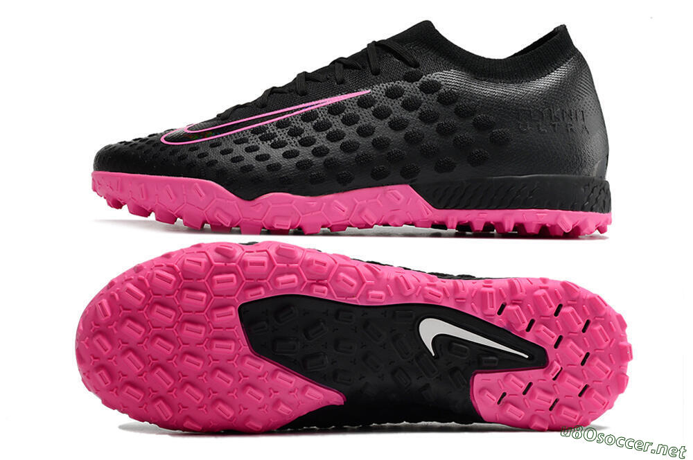 Men's Nike Phantom Ultra Venom TF Football Shoes - Black/Pink 1