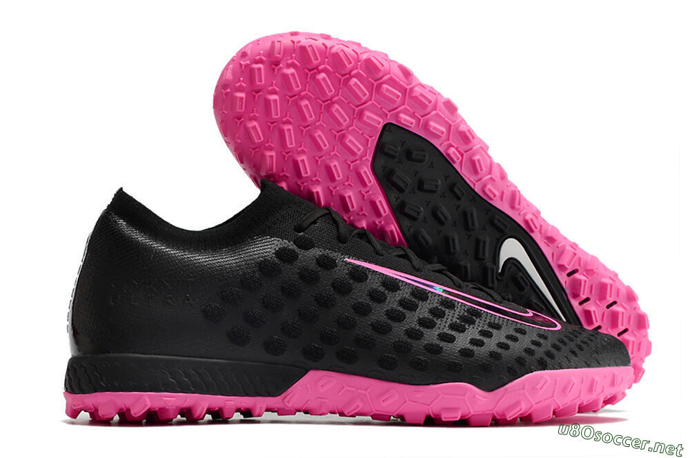 Men's Nike Phantom Ultra Venom TF Football Shoes - Black/Pink 2