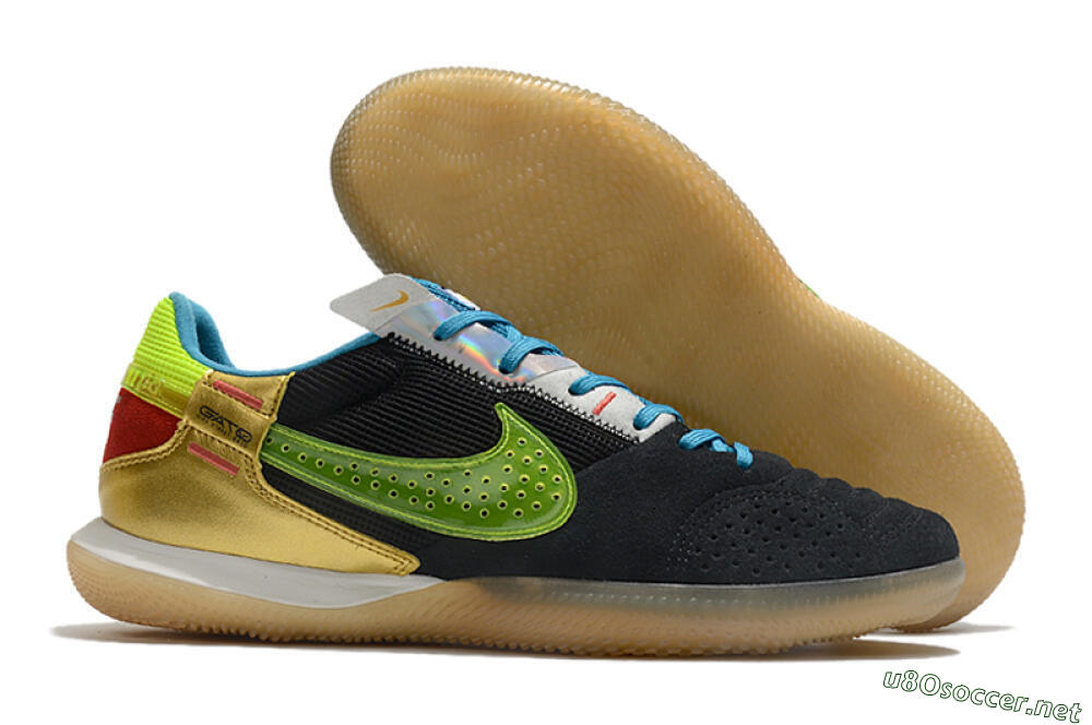 Men's Nike Streetgato IC Football Shoes - Grey/Black/Green/Red 2