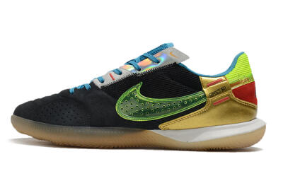 Men's Nike Streetgato IC Football Shoes - Grey/Black/Green/Red