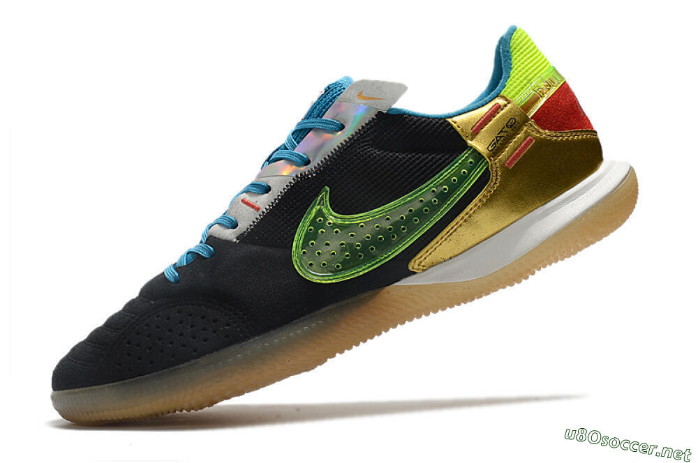Men's Nike Streetgato IC Football Shoes - Grey/Black/Green/Red 4