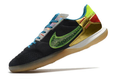 Men's Nike Streetgato IC Football Shoes - Grey/Black/Green/Red