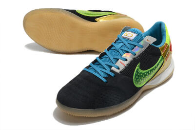 Men's Nike Streetgato IC Football Shoes - Grey/Black/Green/Red