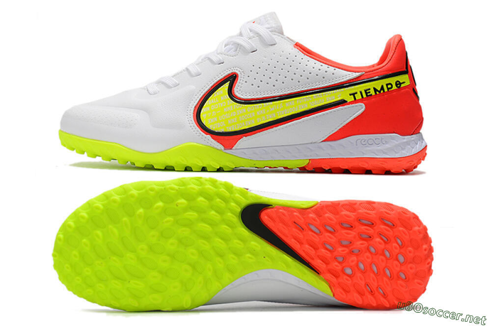Men's Nike React Tiempo Legend 9 Pro TF Football Shoes - White/Red/Yellow 1