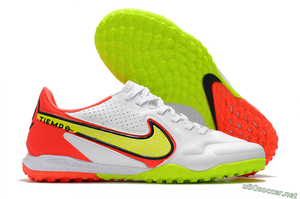 Men's Nike React Tiempo Legend 9 Pro TF Football Shoes - White/Red/Yellow 2