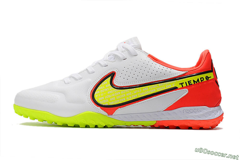 Men's Nike React Tiempo Legend 9 Pro TF Football Shoes - White/Red/Yellow 0