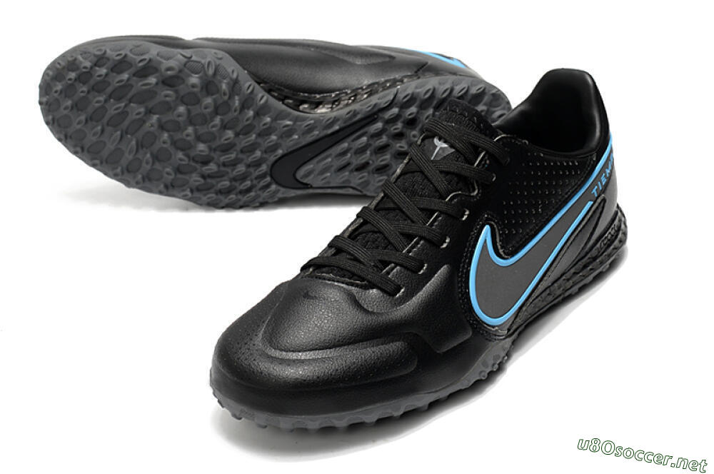 Men's Nike React Tiempo Legend 9 Pro TF Football Shoes - Black/Blue 3