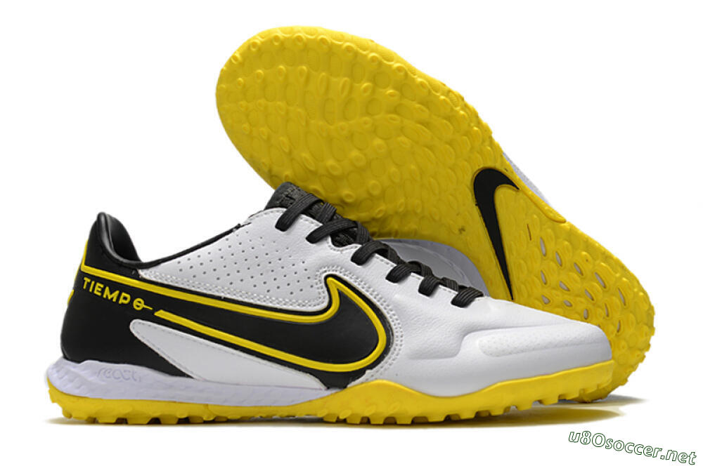 Men's Nike React Tiempo Legend 9 Pro TF Football Shoes - White/Black/Yellow 2