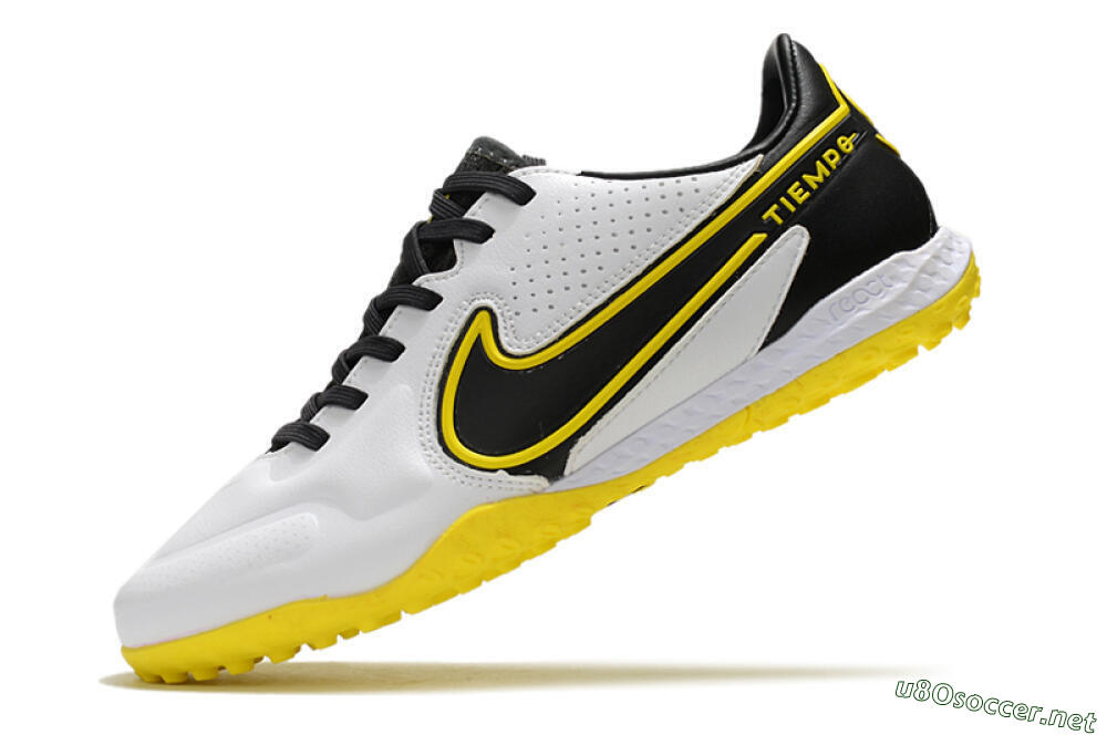 Men's Nike React Tiempo Legend 9 Pro TF Football Shoes - White/Black/Yellow 5